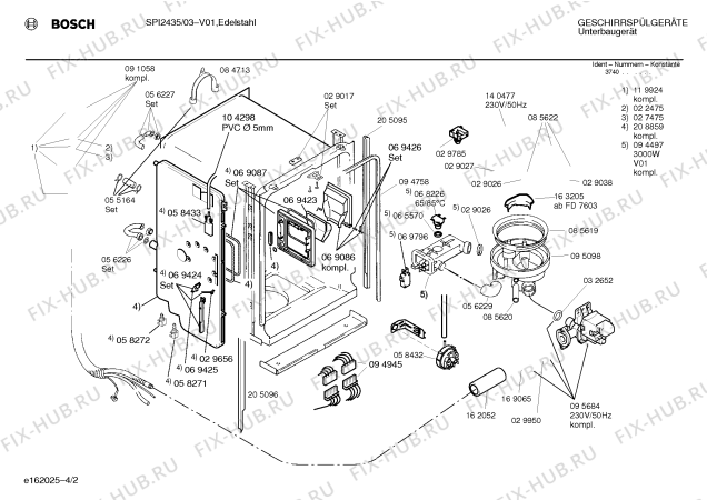 Схема №3 SPI2435 с изображением Вкладыш в панель для посудомойки Bosch 00289106