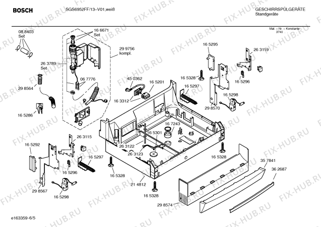 Взрыв-схема посудомоечной машины Bosch SGS6952FF - Схема узла 05