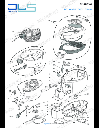 Схема №1 ROTOFRY F38436 с изображением Кнопка для тостера (фритюрницы) DELONGHI 5312510401