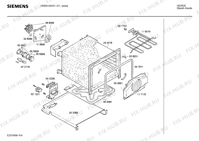 Взрыв-схема плиты (духовки) Siemens HN50120 - Схема узла 04