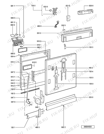 Взрыв-схема посудомоечной машины Indesit KDFX60101 (F091664) - Схема узла