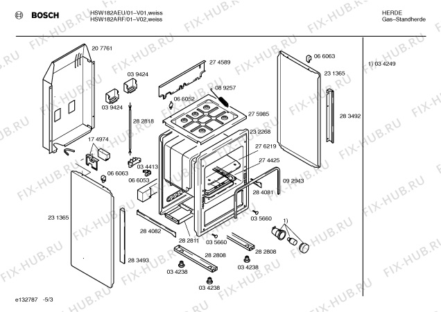 Взрыв-схема плиты (духовки) Bosch HSW182ARF - Схема узла 03