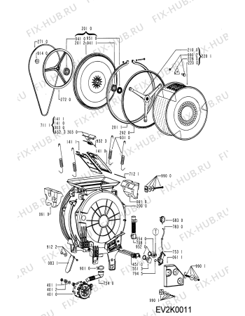 Схема №1 AWL 394/2 с изображением Рамка для стиральной машины Whirlpool 481244019503