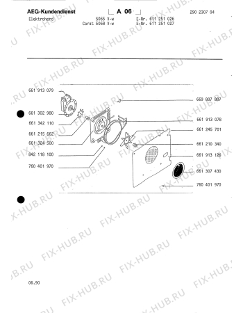 Взрыв-схема плиты (духовки) Aeg 5068 V W CARAT - Схема узла Section5