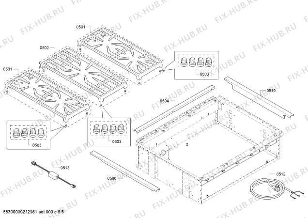 Схема №1 PCG305W Thermador с изображением Осветительная планка для плиты (духовки) Bosch 00778251