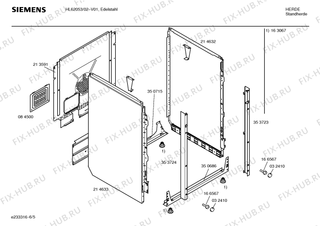 Схема №5 HL62053 с изображением Инструкция по эксплуатации для плиты (духовки) Siemens 00523503