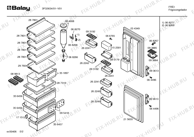 Взрыв-схема холодильника Balay 3FG5634 - Схема узла 02