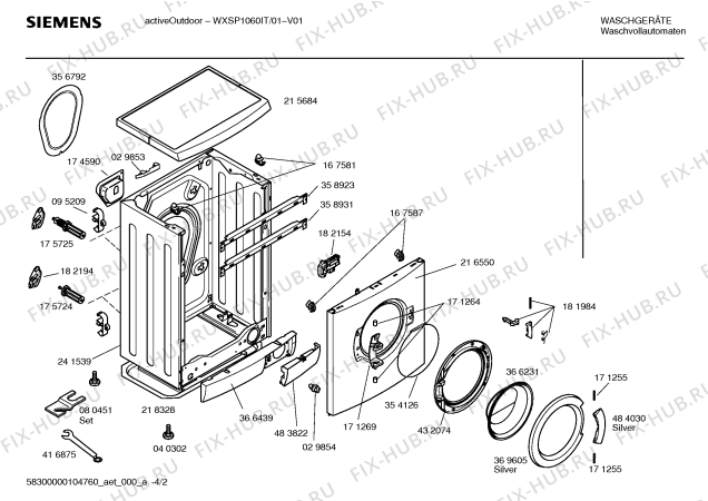 Взрыв-схема стиральной машины Siemens WXSP1060IT SIEMENS activeOutdoor 1060 - Схема узла 02