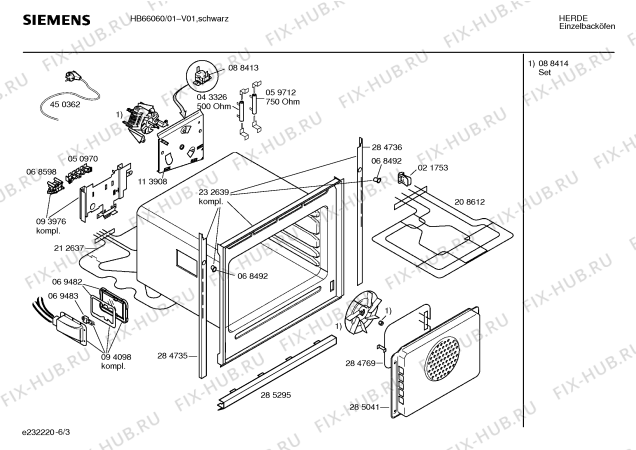 Взрыв-схема плиты (духовки) Siemens HB66060 - Схема узла 03