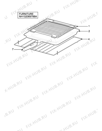 Взрыв-схема плиты (духовки) Zanussi ZOD330X - Схема узла H10 Furniture