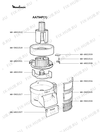 Взрыв-схема кухонного комбайна Moulinex AA794P(1) - Схема узла 9P000346.5P4