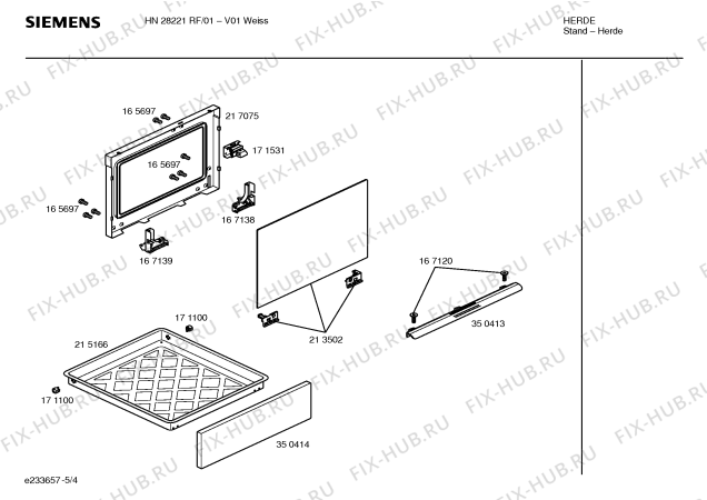 Взрыв-схема плиты (духовки) Siemens HN28221RF - Схема узла 04