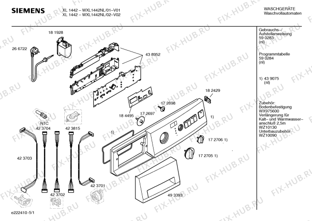 Схема №2 WXL1442NL XL 1442 с изображением Панель управления для стиралки Siemens 00439075