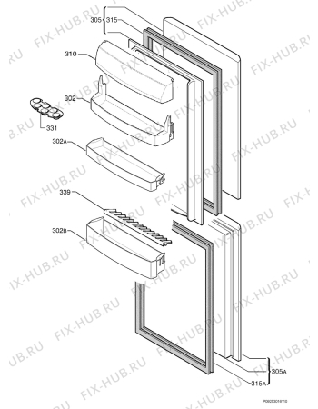 Взрыв-схема холодильника Zanker ZKK2660S (PRIVILEG) - Схема узла Door 003