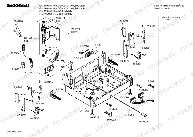 Схема №4 SGIGGH2 GM955110 с изображением Инструкция по эксплуатации Gaggenau для посудомоечной машины Bosch 00521584