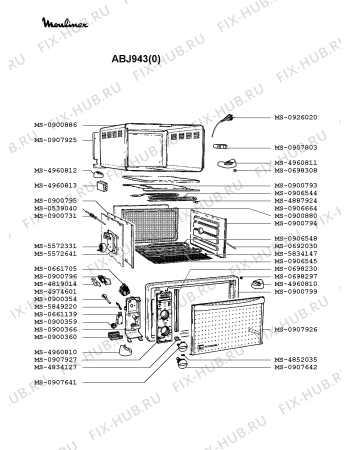 Взрыв-схема плиты (духовки) Moulinex ABJ943(0) - Схема узла WP002112.8P2