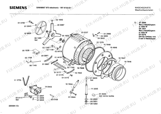 Взрыв-схема стиральной машины Siemens WV8733 SIWAMAT 873 ELECTRONIC - Схема узла 05