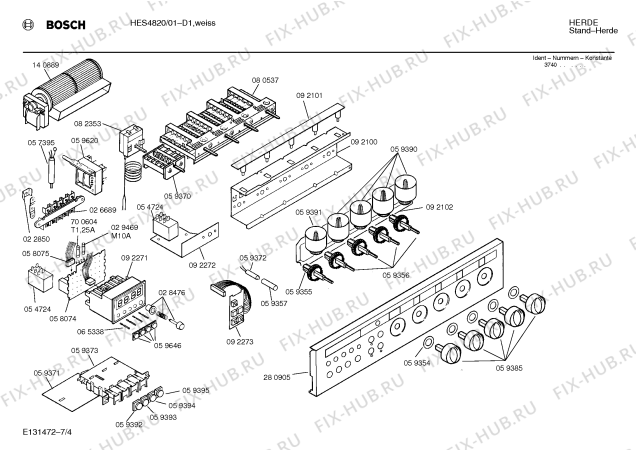 Взрыв-схема плиты (духовки) Bosch HES4820 - Схема узла 04