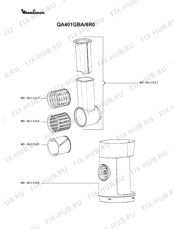 Взрыв-схема кухонного комбайна Moulinex QA401GBA/6R0 - Схема узла OP004131.6P3