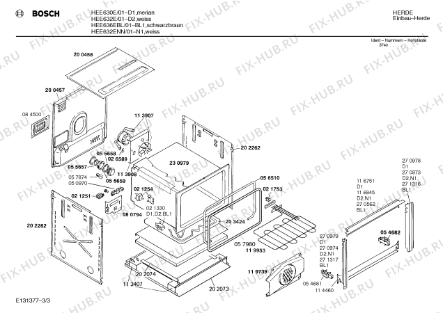 Схема №2 HEE642E с изображением Панель для электропечи Bosch 00278299