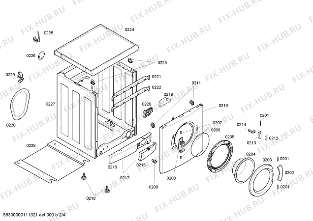 Взрыв-схема стиральной машины Bosch WAG20269TI - Схема узла 02