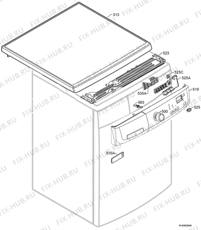 Взрыв-схема стиральной машины Electrolux EWP146100W - Схема узла Command panel 037