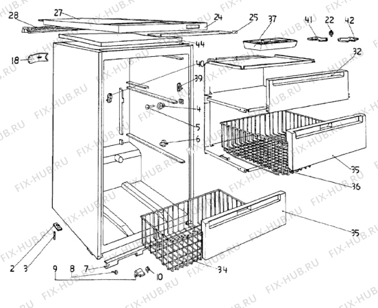 Взрыв-схема холодильника Zanussi ZVC120T - Схема узла C10 Cabinet/Interior