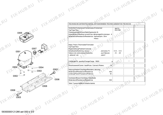 Взрыв-схема холодильника Bosch KGV33V10FF - Схема узла 03