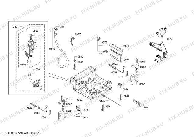 Взрыв-схема посудомоечной машины Bosch SPV39E00TI - Схема узла 05