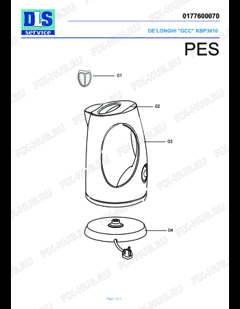 Схема №1 KBP 3010 с изображением Патрон лампы для чайника (термопота) DELONGHI UP1013