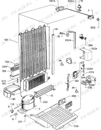 Взрыв-схема холодильника Privileg 0282079 - Схема узла Refrigerator cooling system