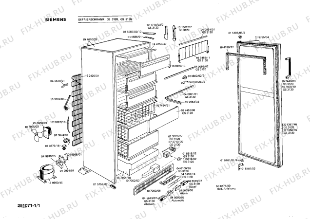 Схема №1 GS3130 с изображением Дверь для холодильной камеры Siemens 00221357