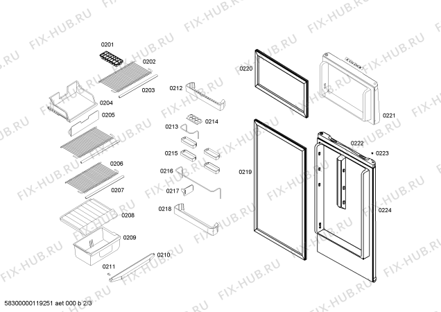 Схема №2 RS26U7504C Coldex с изображением Вставная полка для холодильника Bosch 00663433
