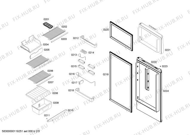 Схема №2 RS26U7504C Coldex с изображением Крышка для холодильной камеры Bosch 00425523