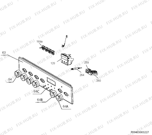 Взрыв-схема плиты (духовки) Electrolux EKD513505W - Схема узла Command panel 037