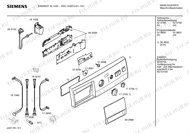 Схема №4 WXL1430FG SIWAMAT XL 1430 с изображением Ручка для стиральной машины Siemens 00482988
