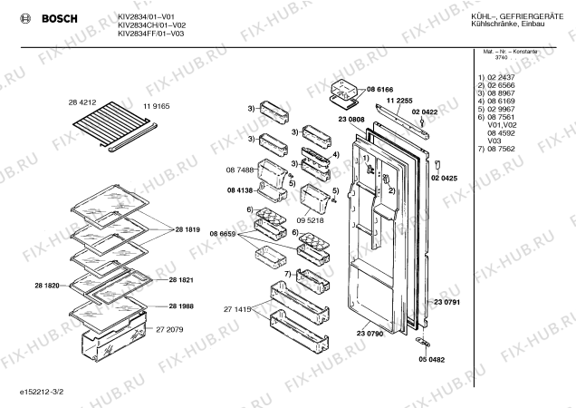 Взрыв-схема холодильника Bosch KIV2834 - Схема узла 02