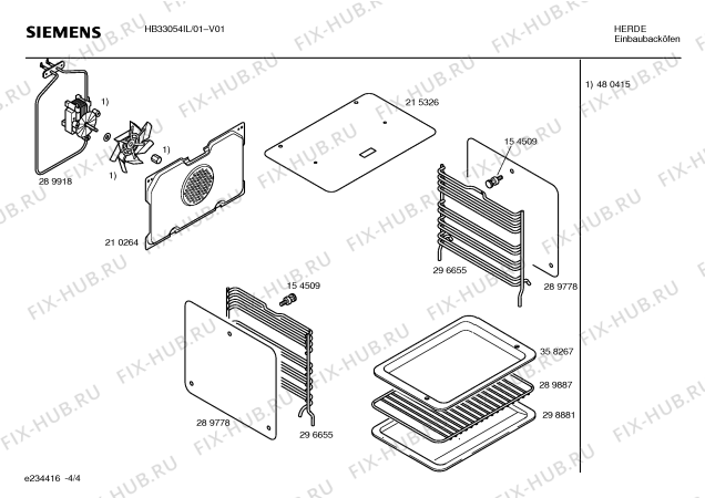 Взрыв-схема плиты (духовки) Siemens HB33054IL - Схема узла 04