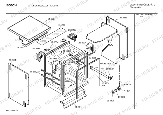 Взрыв-схема посудомоечной машины Bosch SGS4722EU Balance - Схема узла 03