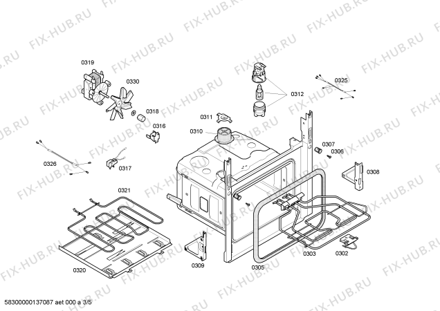 Взрыв-схема плиты (духовки) Siemens HB43AT540E - Схема узла 03