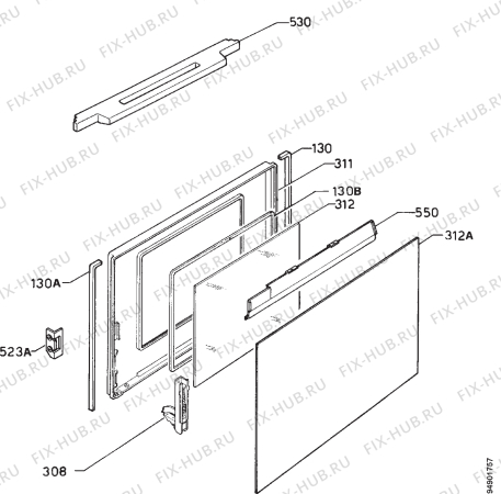 Взрыв-схема плиты (духовки) Zanussi Z934MP/1 - Схема узла Door 003