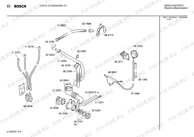 Взрыв-схема стиральной машины Bosch 0722044458 V3474 - Схема узла 04