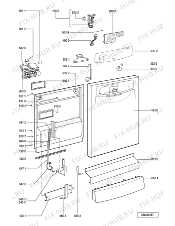 Схема №2 ADP 5440/2 WH с изображением Обшивка для посудомойки Whirlpool 481245371356