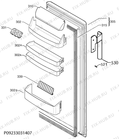 Взрыв-схема холодильника Aeg Electrolux S43300KDW0 - Схема узла Door 003