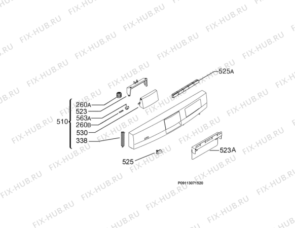 Взрыв-схема посудомоечной машины Husqvarna Electrolux QB5350W - Схема узла Command panel 037