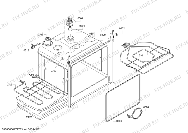 Взрыв-схема плиты (духовки) Siemens HB331S0T Siemens - Схема узла 03