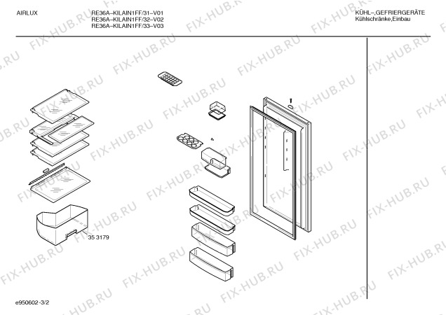 Схема №3 KILAIH5FF RE35A с изображением Инструкция по эксплуатации для холодильной камеры Bosch 00522654