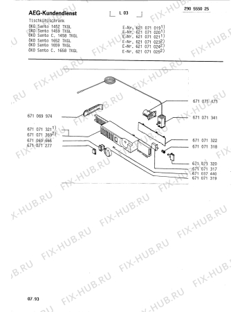 Взрыв-схема холодильника Aeg SAN1652 TK - Схема узла Refrigerator electrical equipment