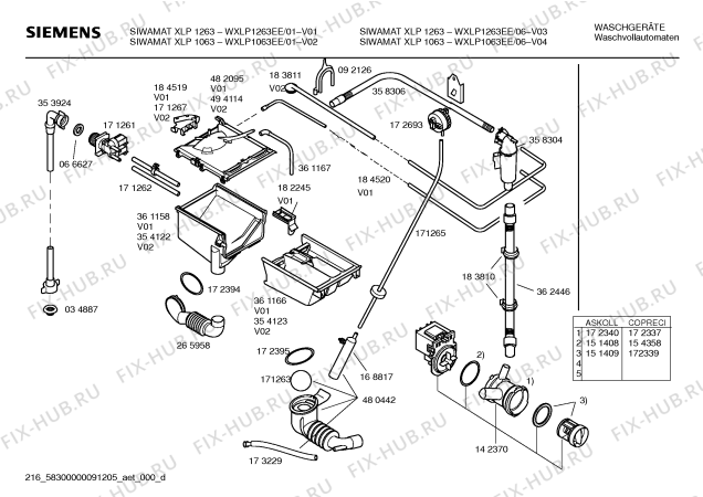 Схема №1 WXLP1063EE Siwamat XLP1063 с изображением Инструкция по эксплуатации для стиралки Siemens 00589205