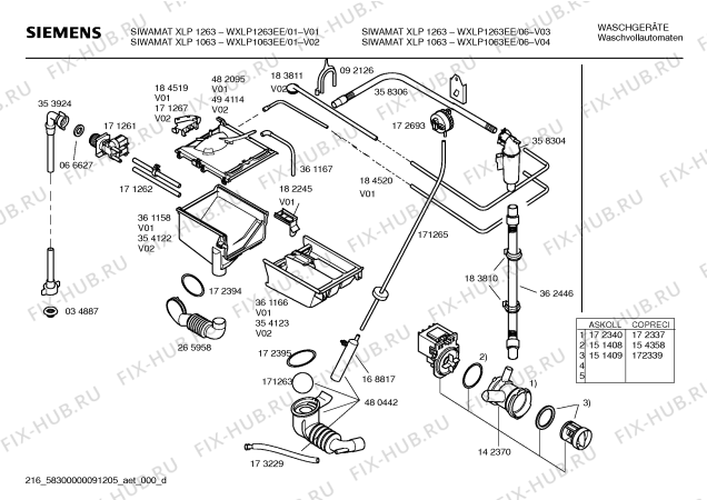 Схема №1 WXLP1063EE Siwamat XLP1063 с изображением Инструкция по эксплуатации для стиралки Siemens 00589206